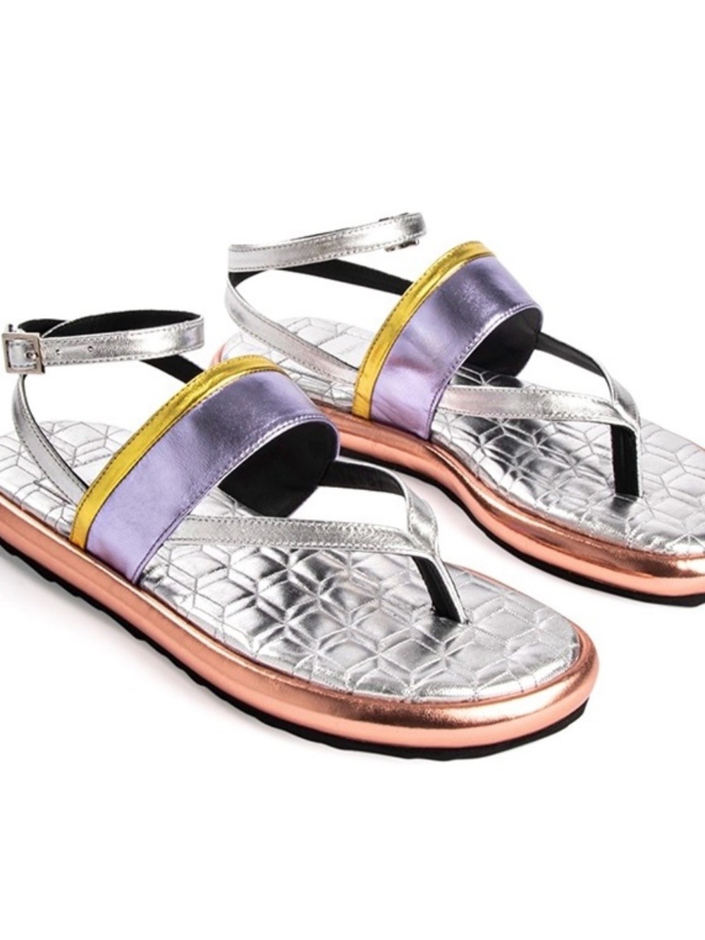 Pierre Hardy Metallic Lavender and Silver Women's Ankle-Strap Sandals